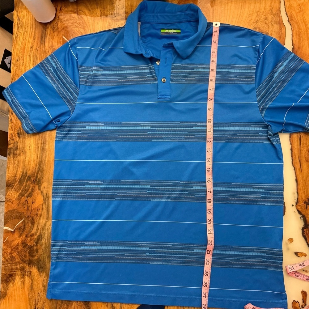 Ben Hogan Performance Golf Polo Shirt Blue Striped Moisture Wicking Men’s Large - Picture 4 of 6